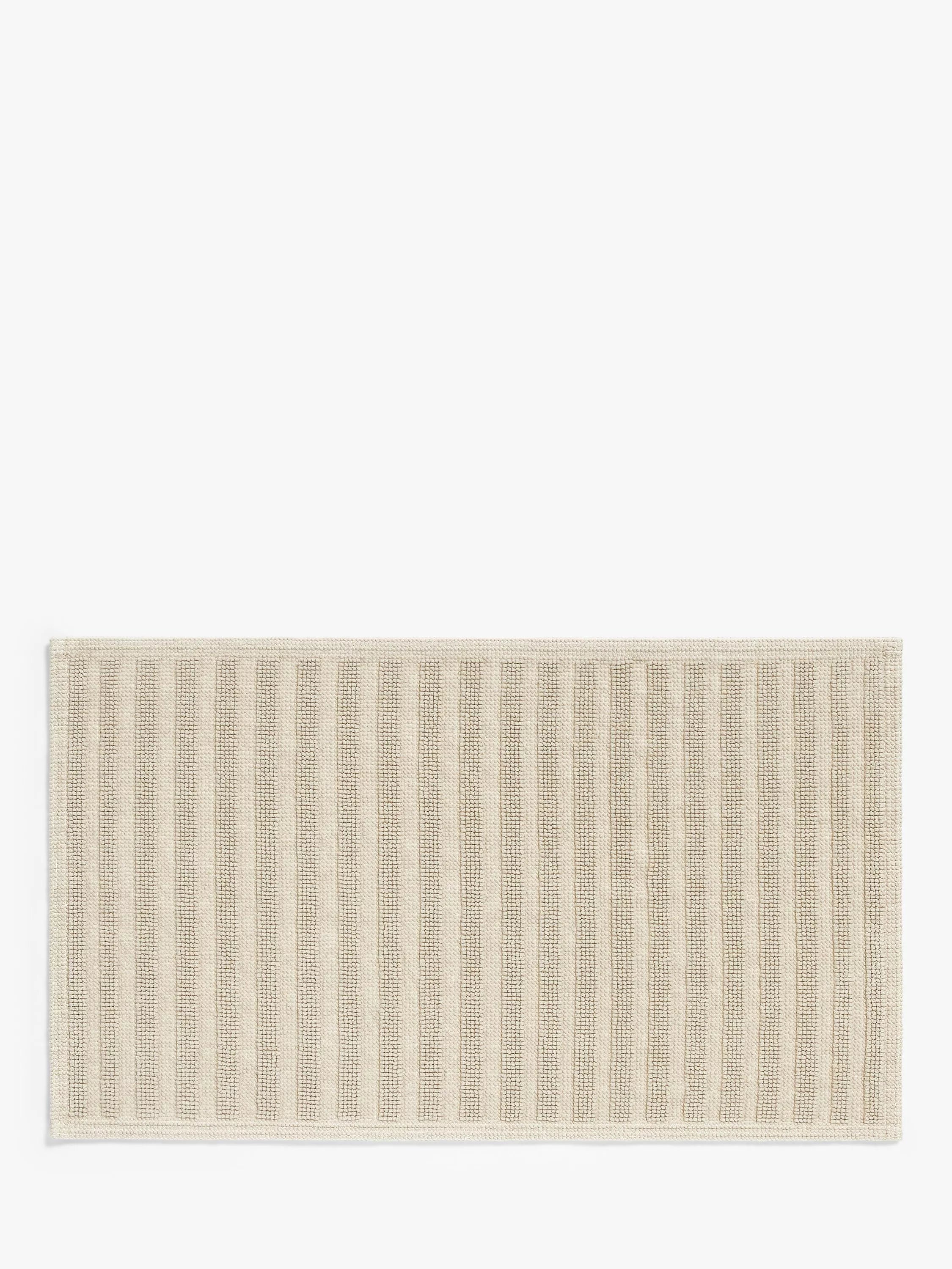 John Lewis linen blend stripe bath mat in natural, 50x80cm - British product
