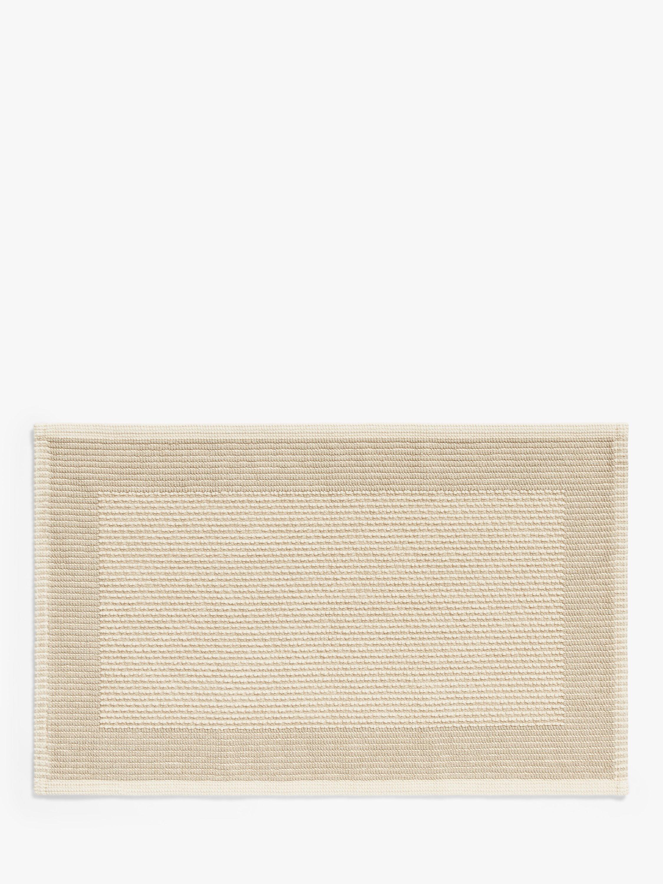 John Lewis Linen Blend Border Bath Mat in Natural, UK version
