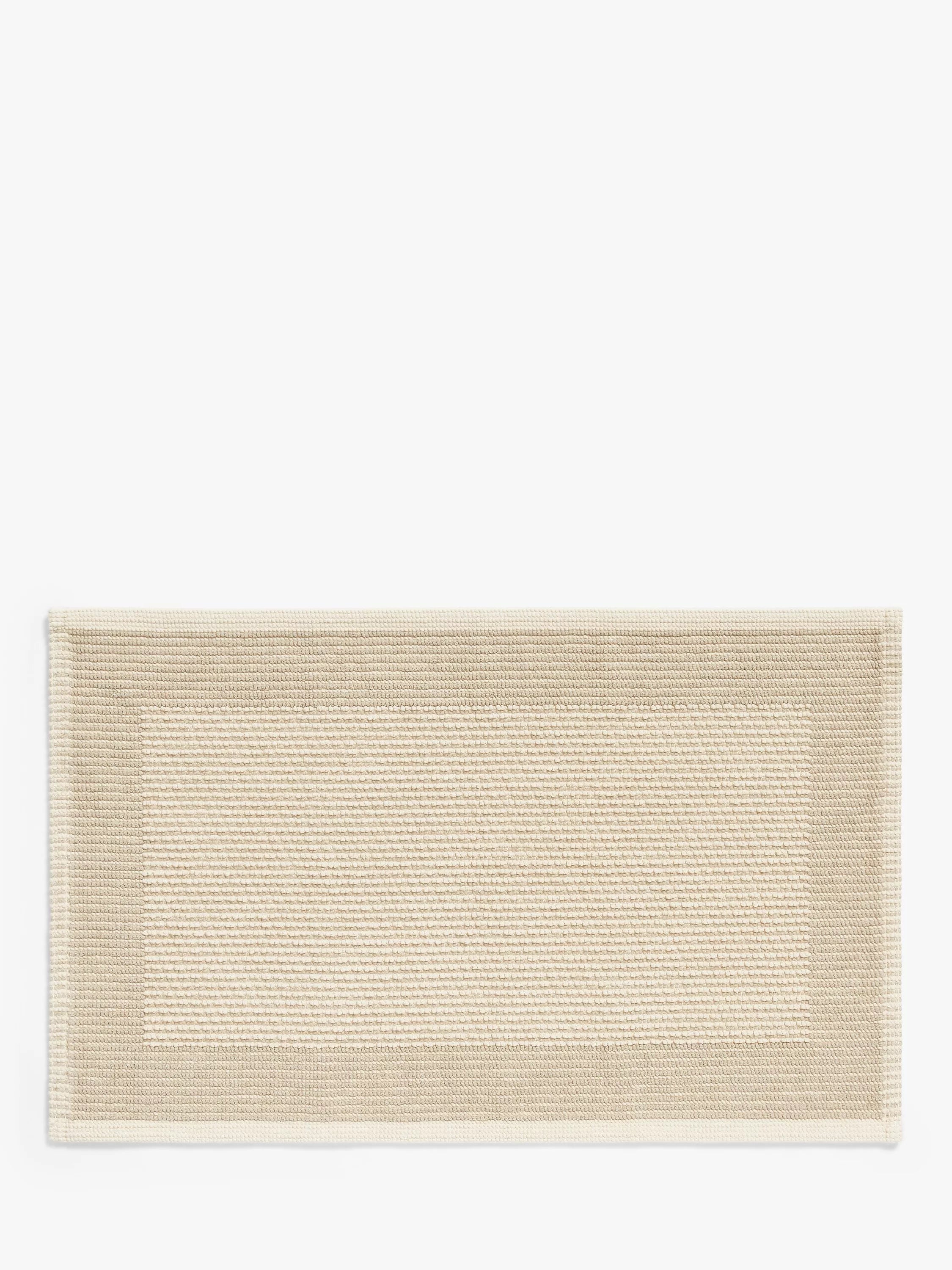 John Lewis Linen Blend Border Bath Mat in Natural, UK version