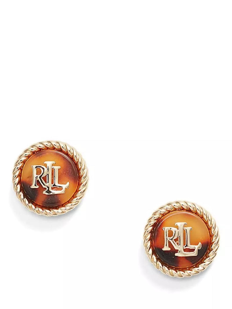 Ralph Lauren gold tone tortoise button stud earrings - British product