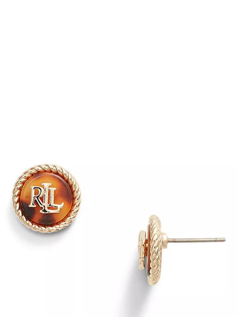 Ralph Lauren gold tone tortoise button stud earrings - British product
