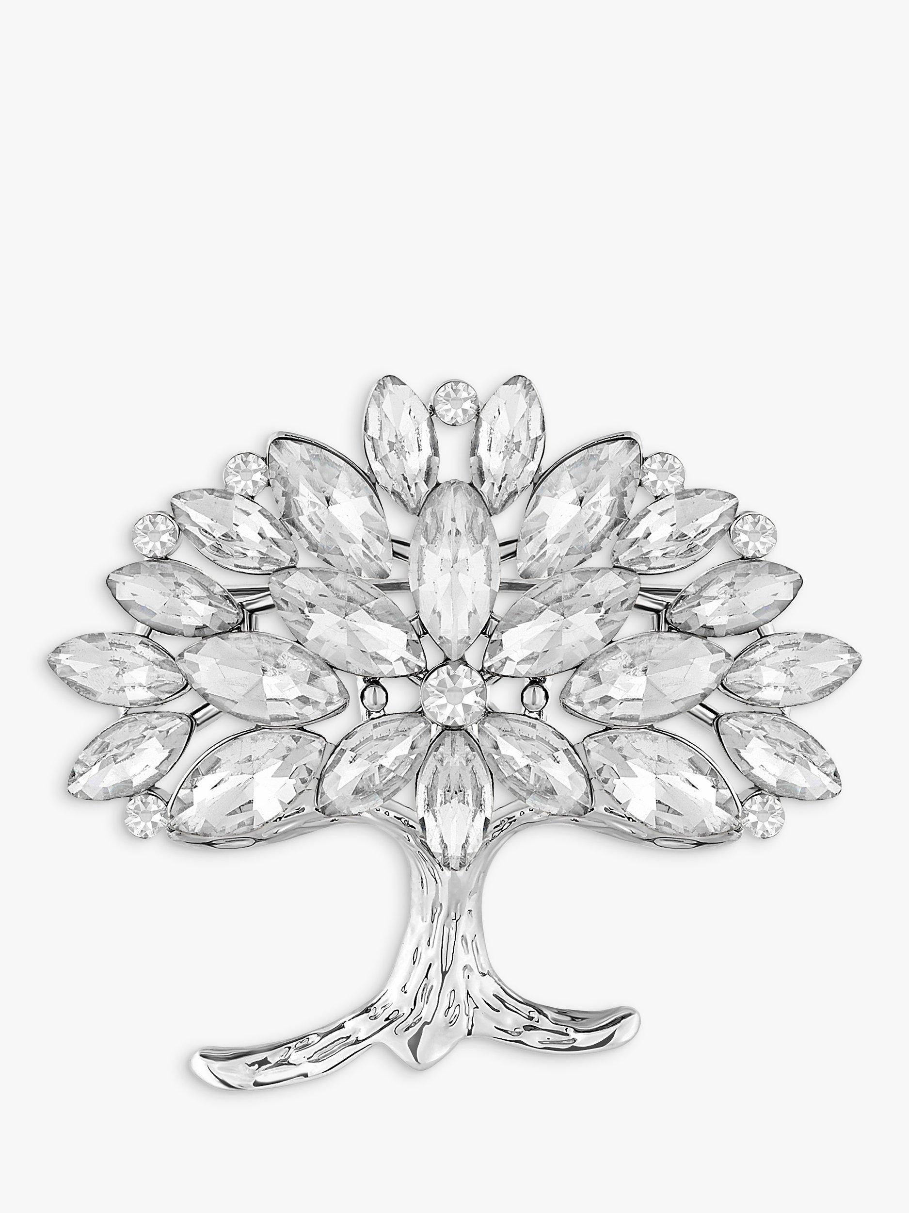 Jon Richard cubic zirconia Tree of Love silver brooch, UK version