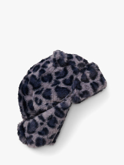 Bonnet débusqueur Small Stuff pour enfants en fausse fourrure léopard gris - Bonnet d'hiver pour enfants