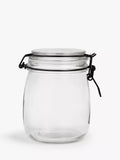 John Lewis clip-top glass storage jar black/clear 750ml, imported from the UK