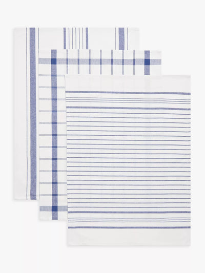John Lewis John Lewis Stripe & Check Tea Towels Pack of 3- Buy online at McGrocer