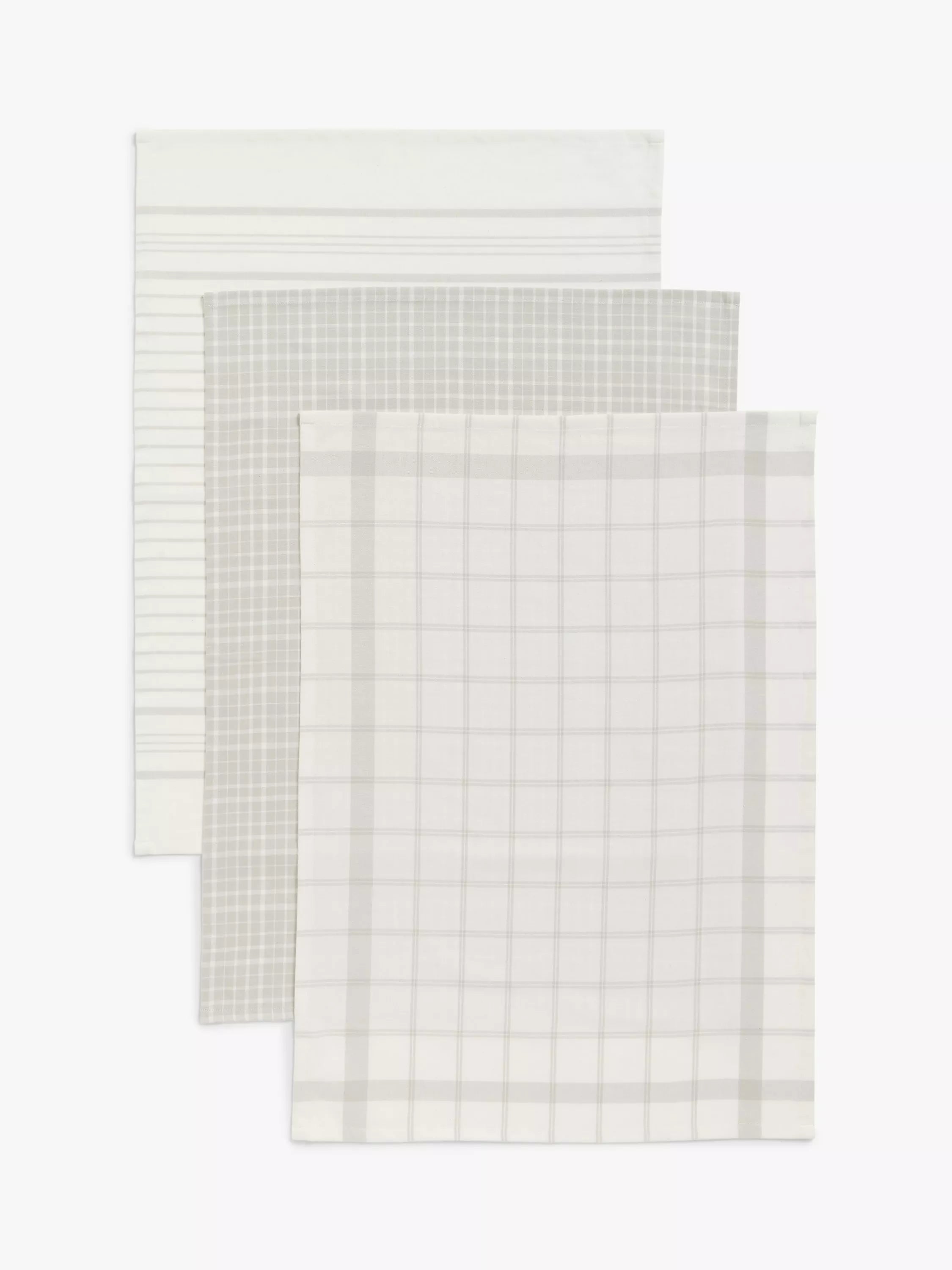 John Lewis Stripe & Check Tea Towels Pack of 3
