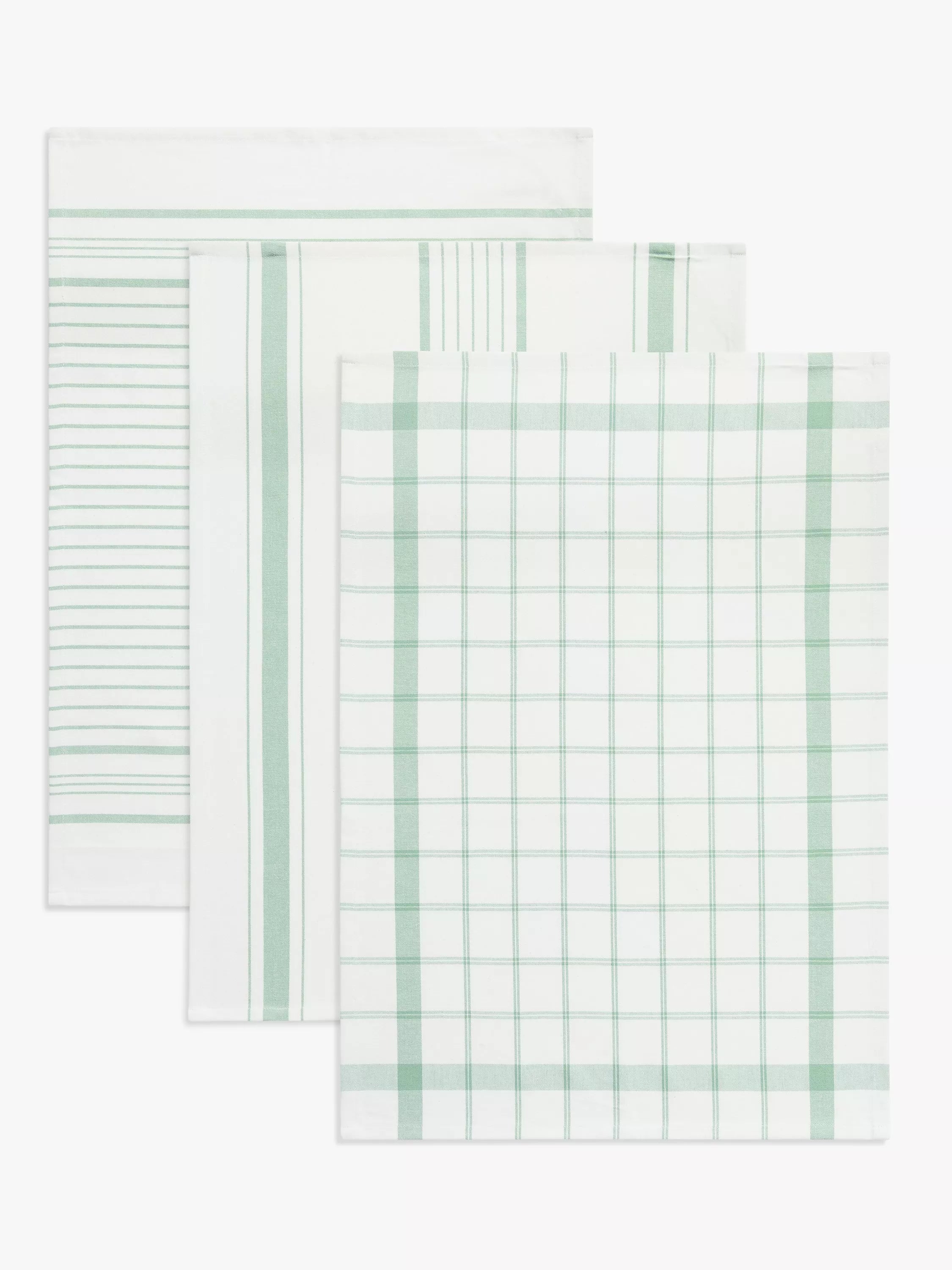 John Lewis Stripe & Check Tea Towels Pack of 3