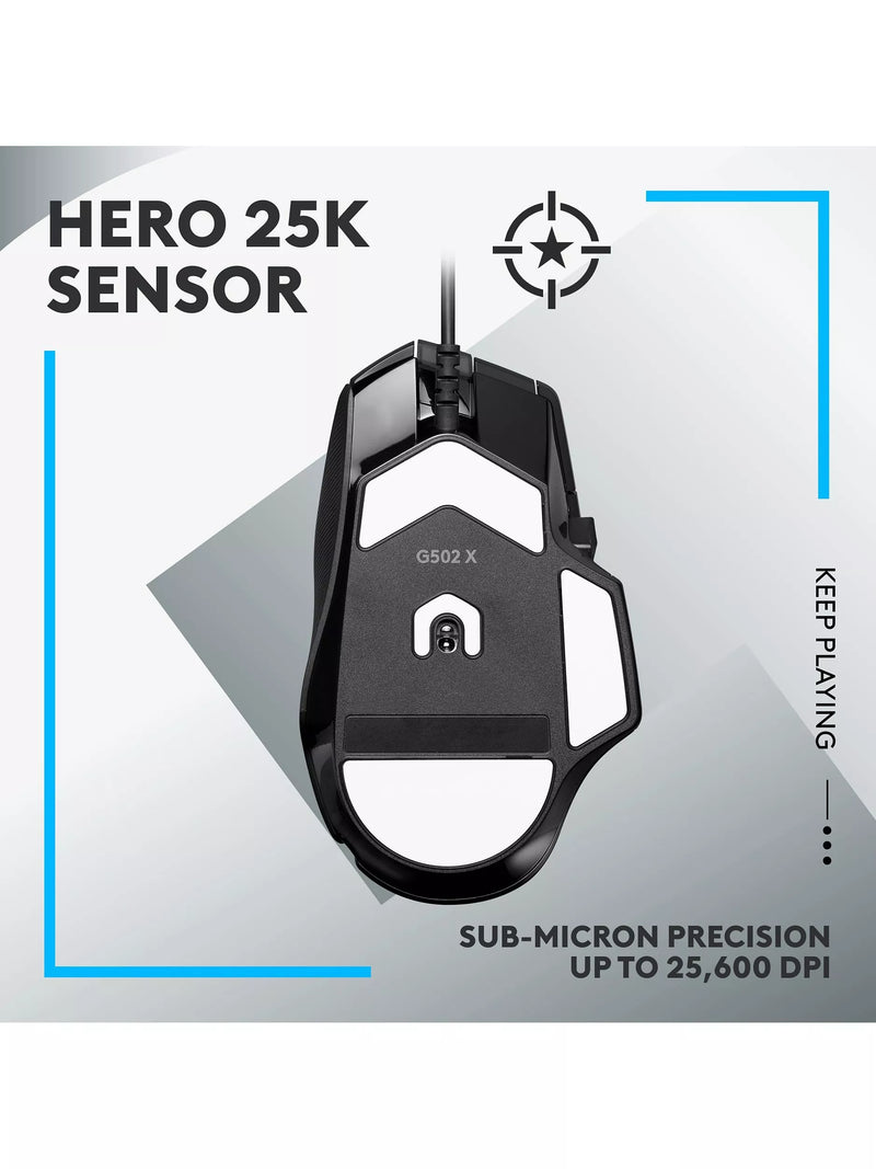Logitech G502 X wired ergonomic gaming mouse - British product