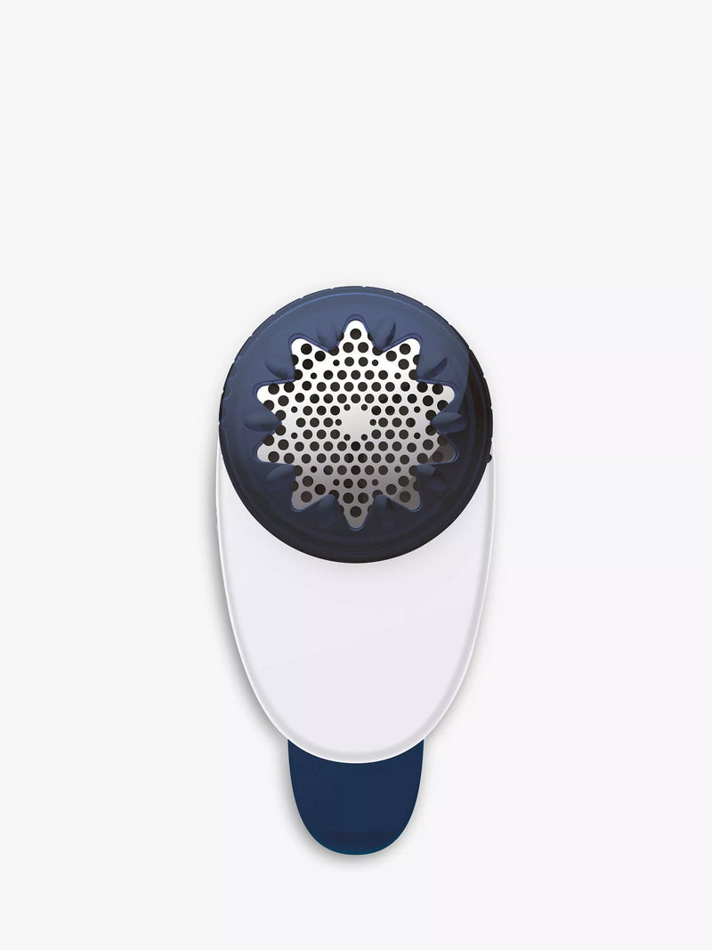 Tefal fabric shaver with adjustable head in blue and white, UK version