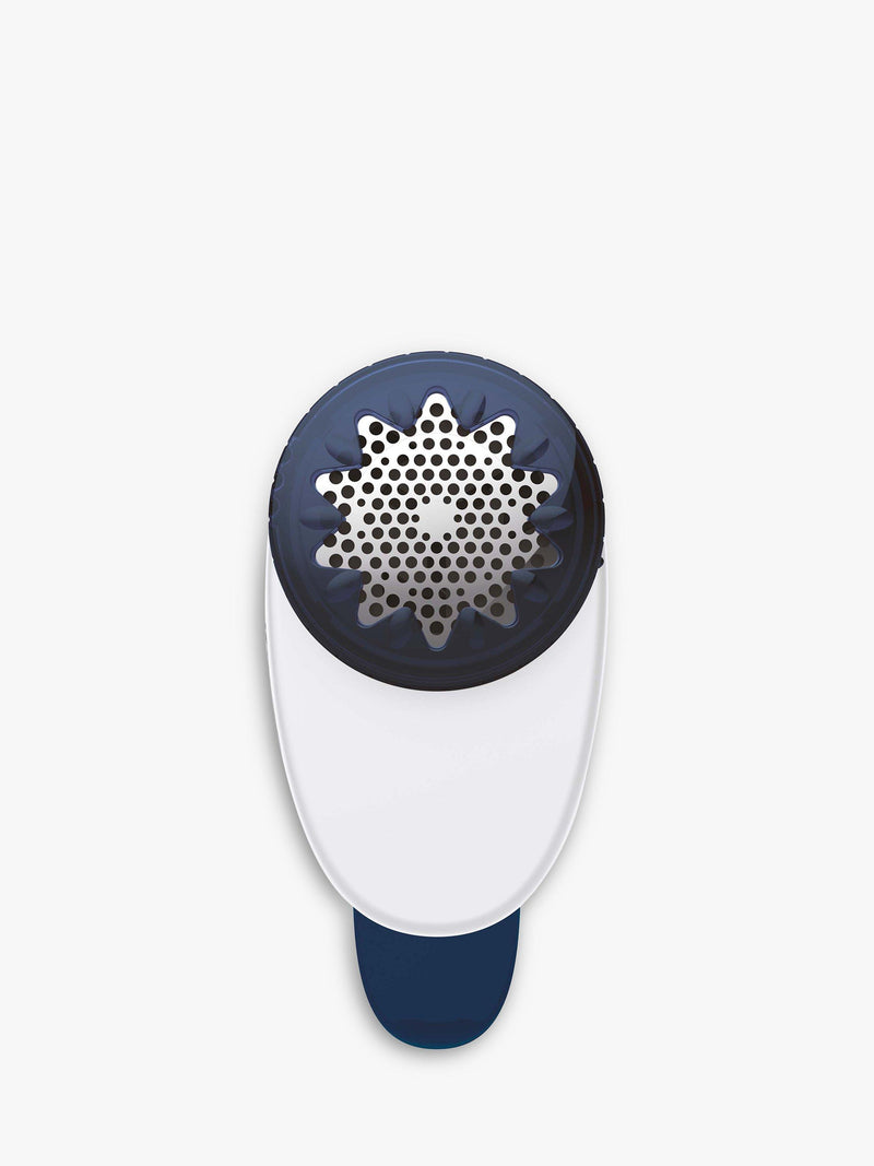 Tefal fabric shaver with adjustable head in blue and white, UK version