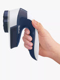 Tefal fabric shaver with adjustable head in blue and white, UK version