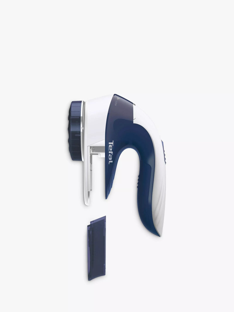 Tefal fabric shaver with adjustable head in blue and white, UK version