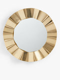 Fluted Round Metal Wall Mirror 78.5cm Gold