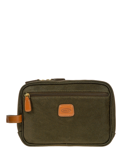 John Lewis Durable Synthetic Suede Effect Travel Wash Bag with Leather Finishes and Pockets- Buy online at McGrocer