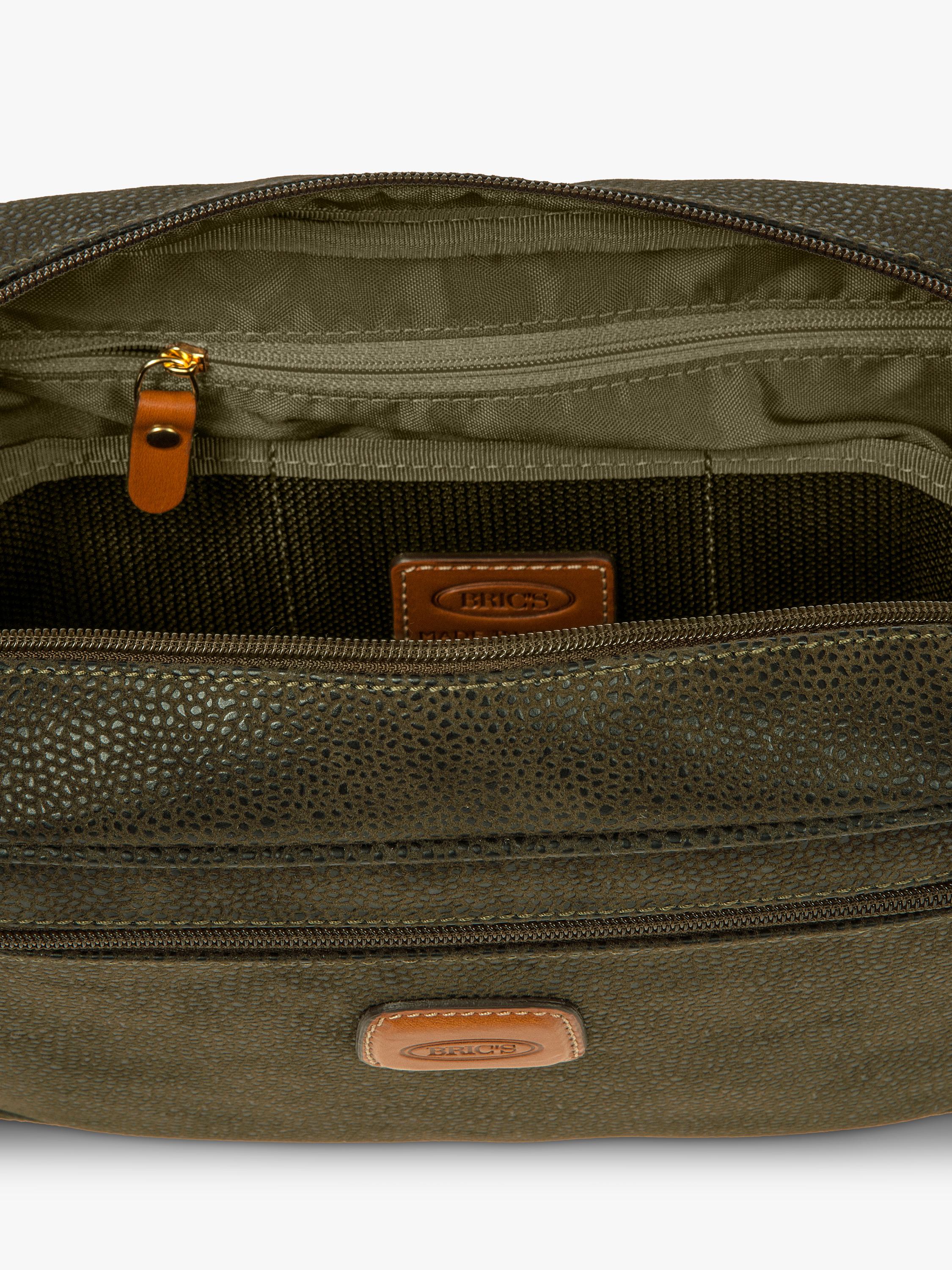 Bric's Life wash bag with suede effect synthetic material and leather finishes - British product