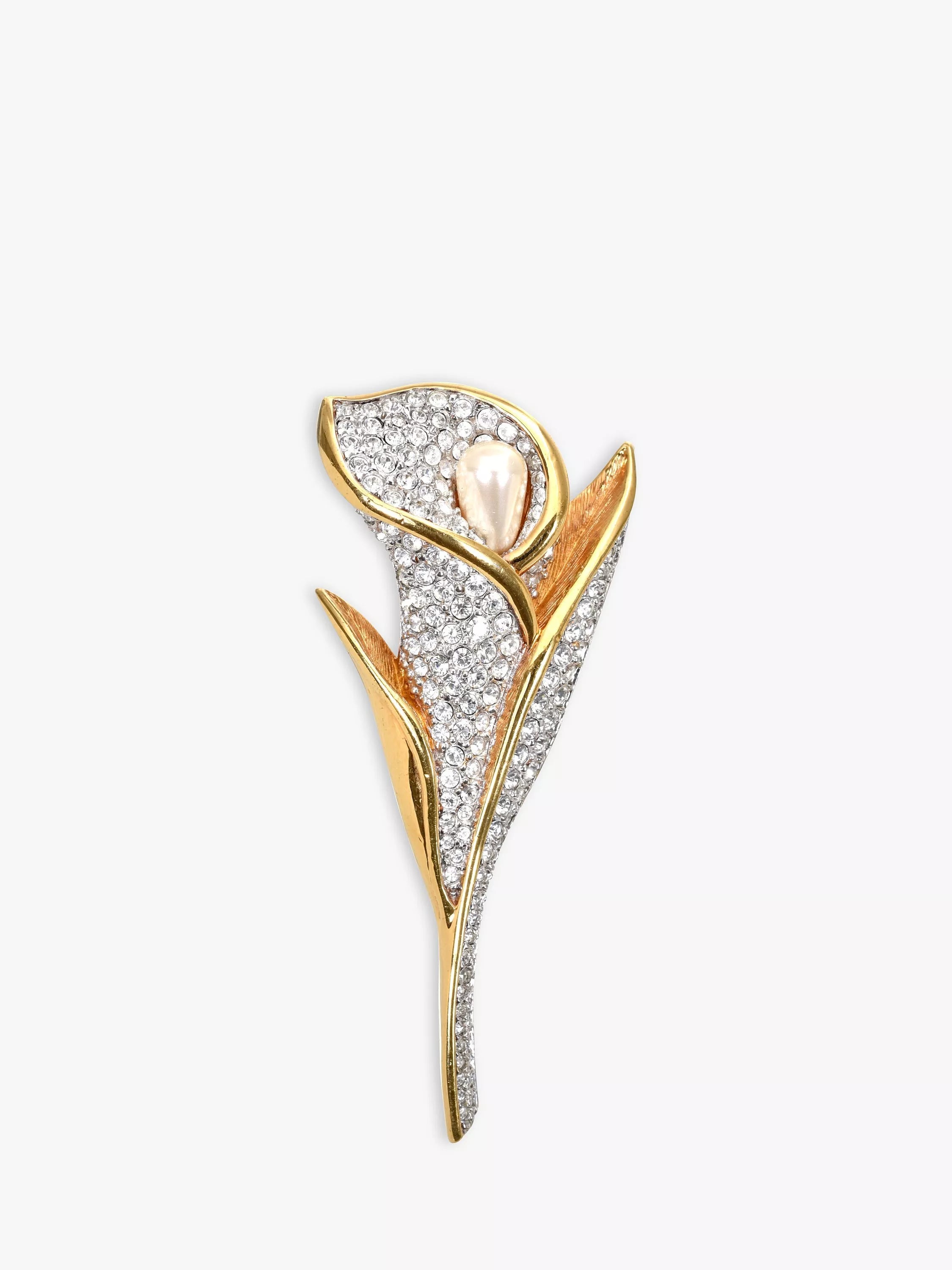 Eclectica pre-loved Swarovski crystal brooch with pearl, imported from the UK