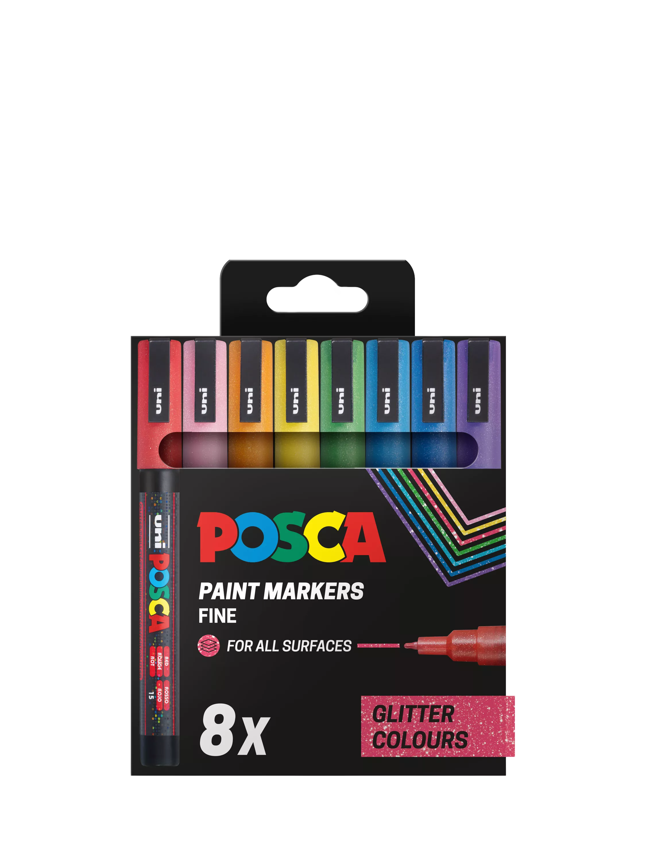 POSCA PC3M sparkling ink marker pens pack of 8, UK version