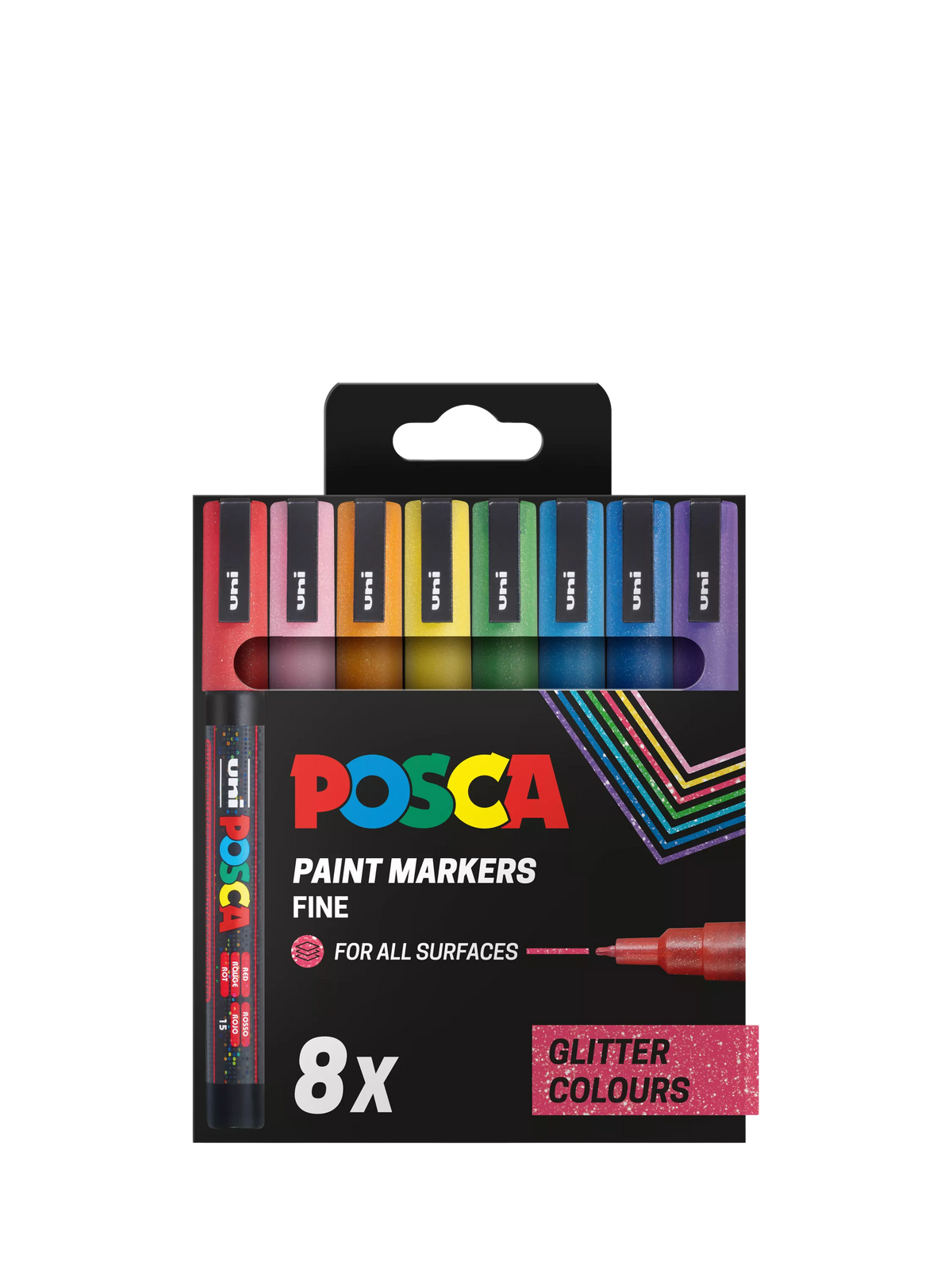 POSCA PC3M sparkling ink marker pens pack of 8, UK version