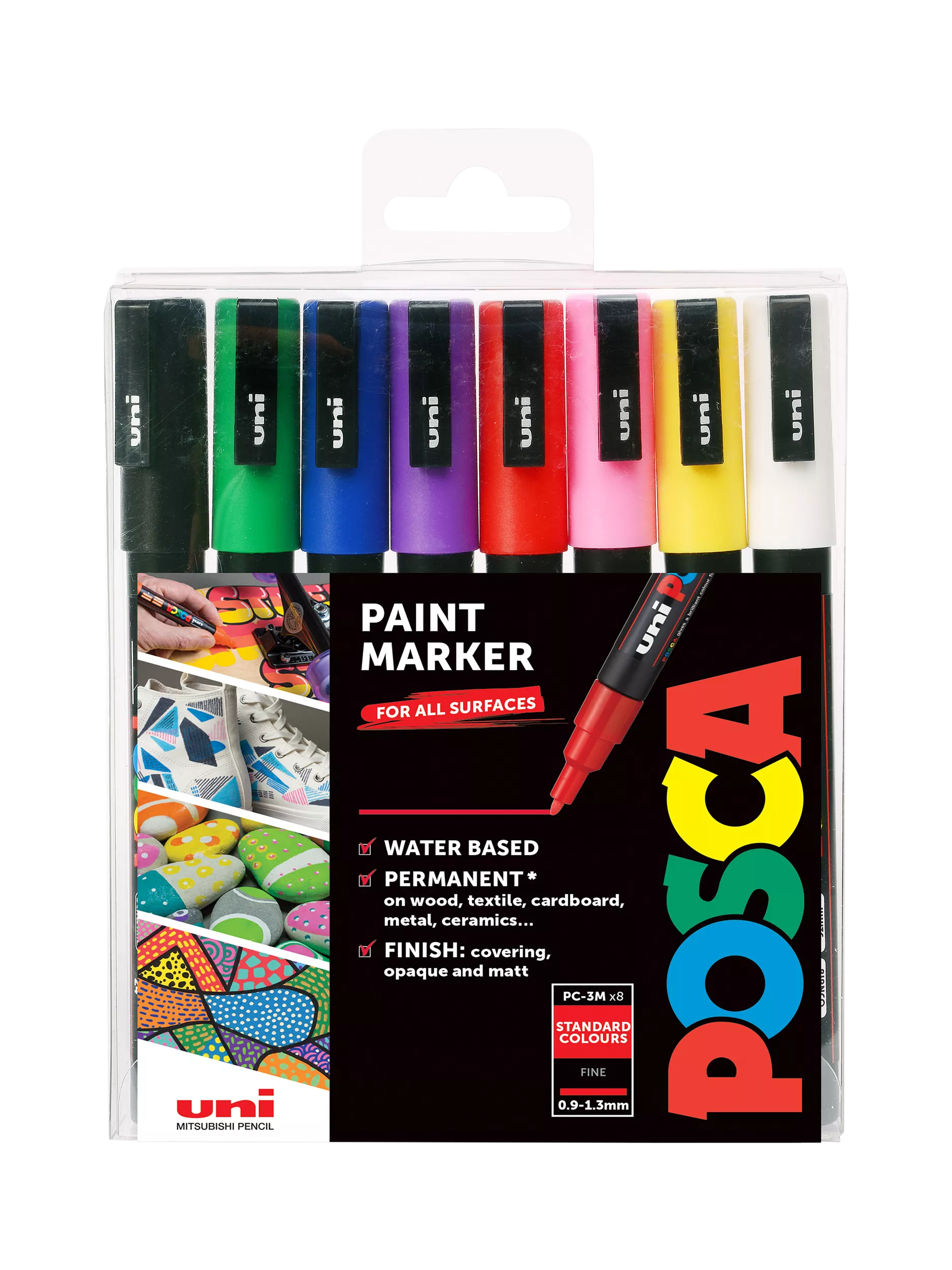POSCA fine paint markers standard colours pack of 8, imported from the UK
