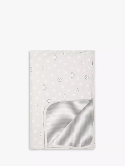 John Lewis John Lewis Safari Animals Spot Reversible Jersey Blanket, 80 x 80cm