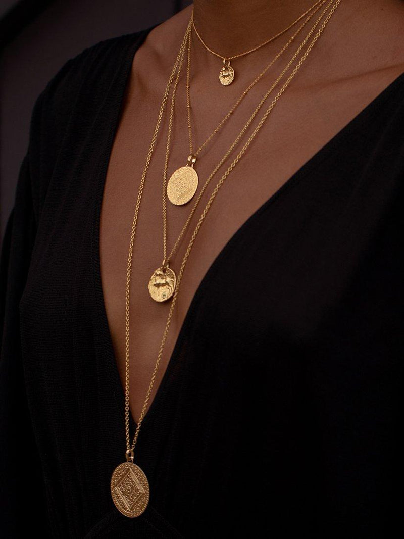 Monica Vinader rolo chain pendant necklace gold, UK version