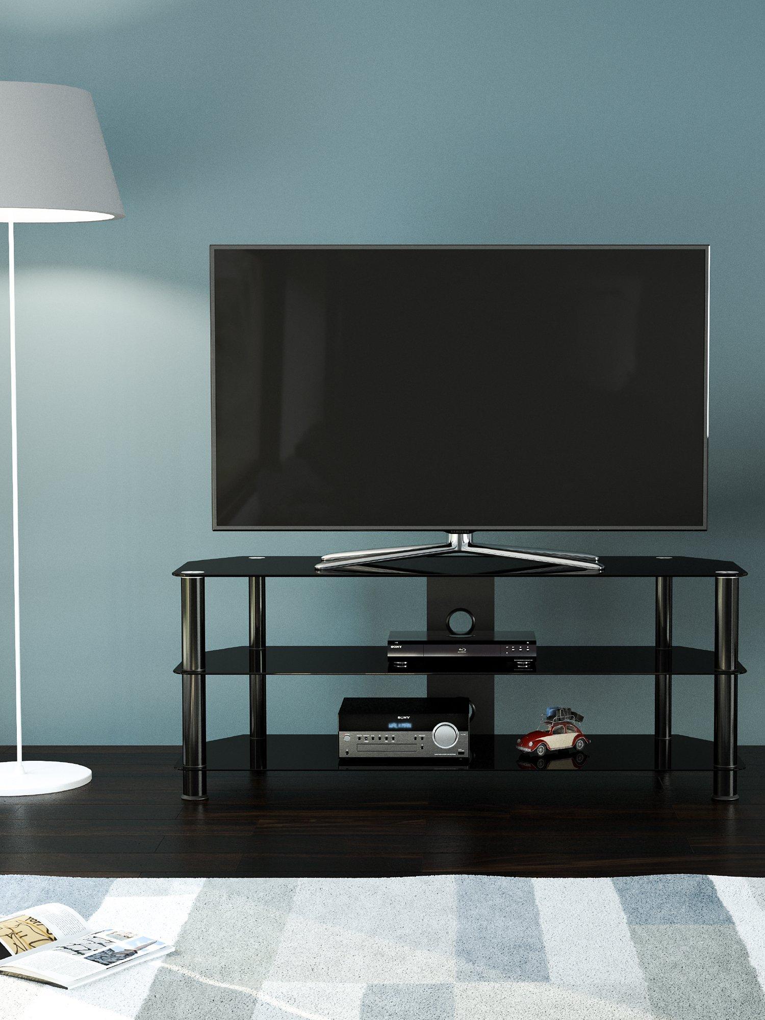 AVF corner TV stand with tempered glass shelves - British product