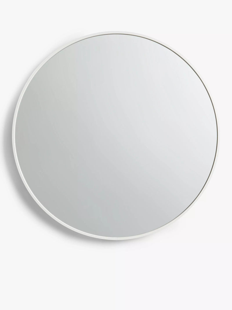 John Lewis Thin Metal Frame Round Wall Mirror, 65cm, White