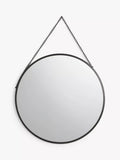 John Lewis Round Metal Frame Chain Hanging Mirror, 50cm