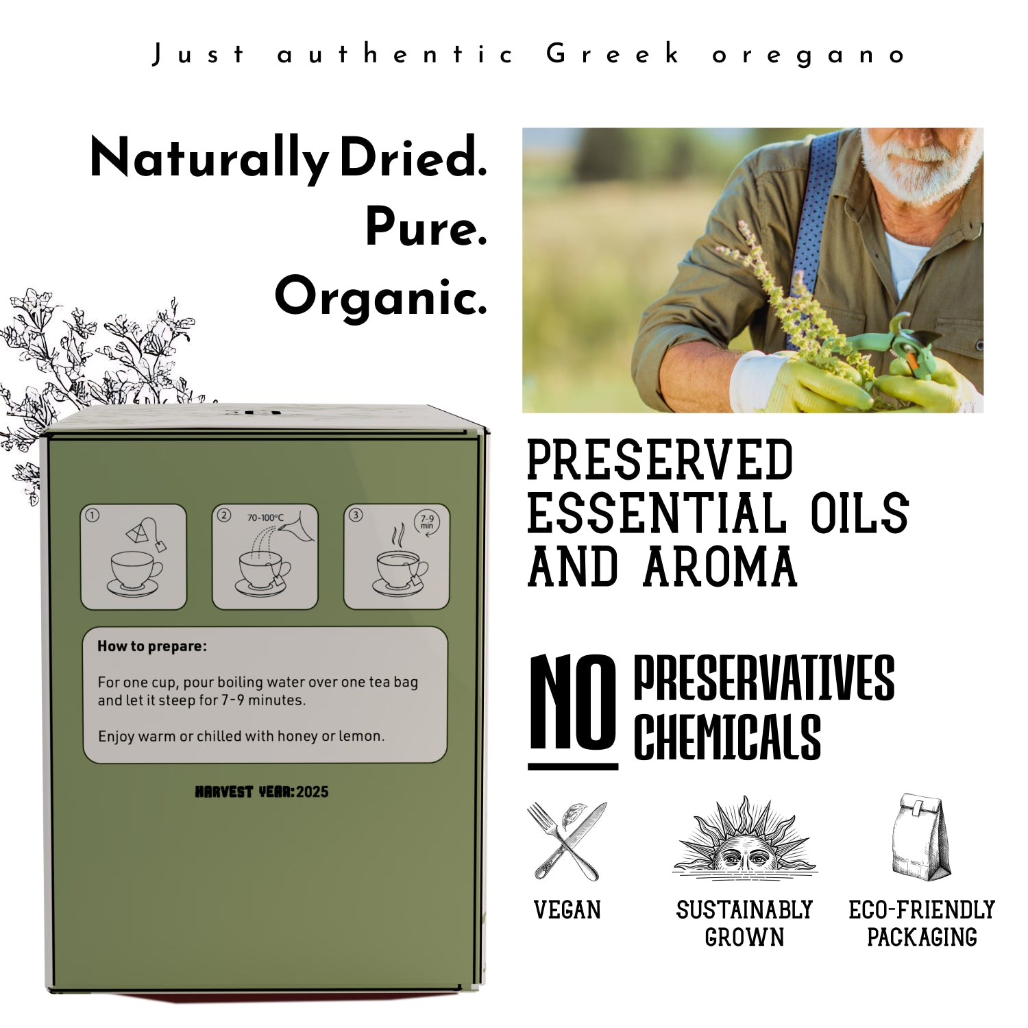 APSOGO organic Greek mountain tea 20 tea bags UK version