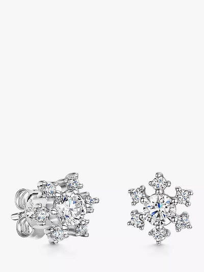 John Lewis Jools by Jenny Brown Cubic Zirconia Snowflake Stud Earrings Silver/Clear- Buy online at McGrocer