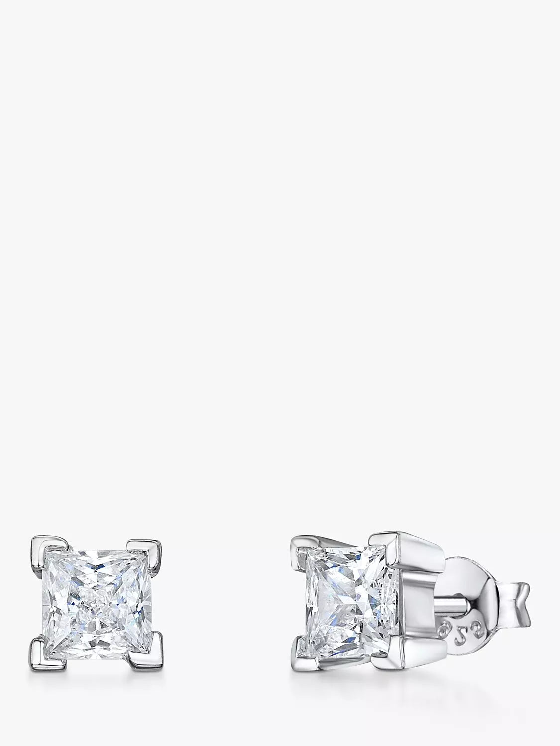 Jools cubic zirconia stud earrings 0.5cm silver clear, UK version