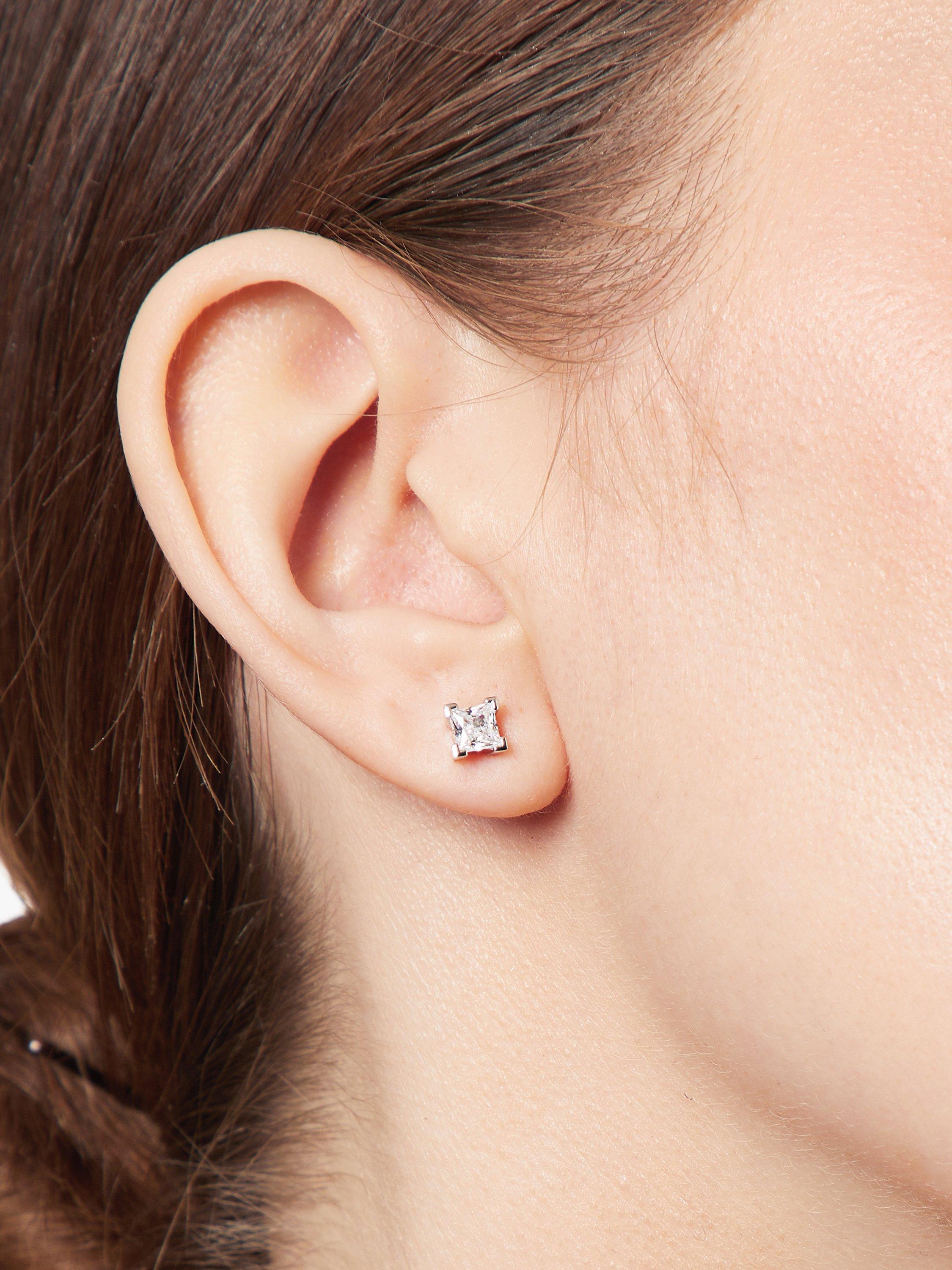 Jools cubic zirconia stud earrings 0.5cm silver clear, UK version