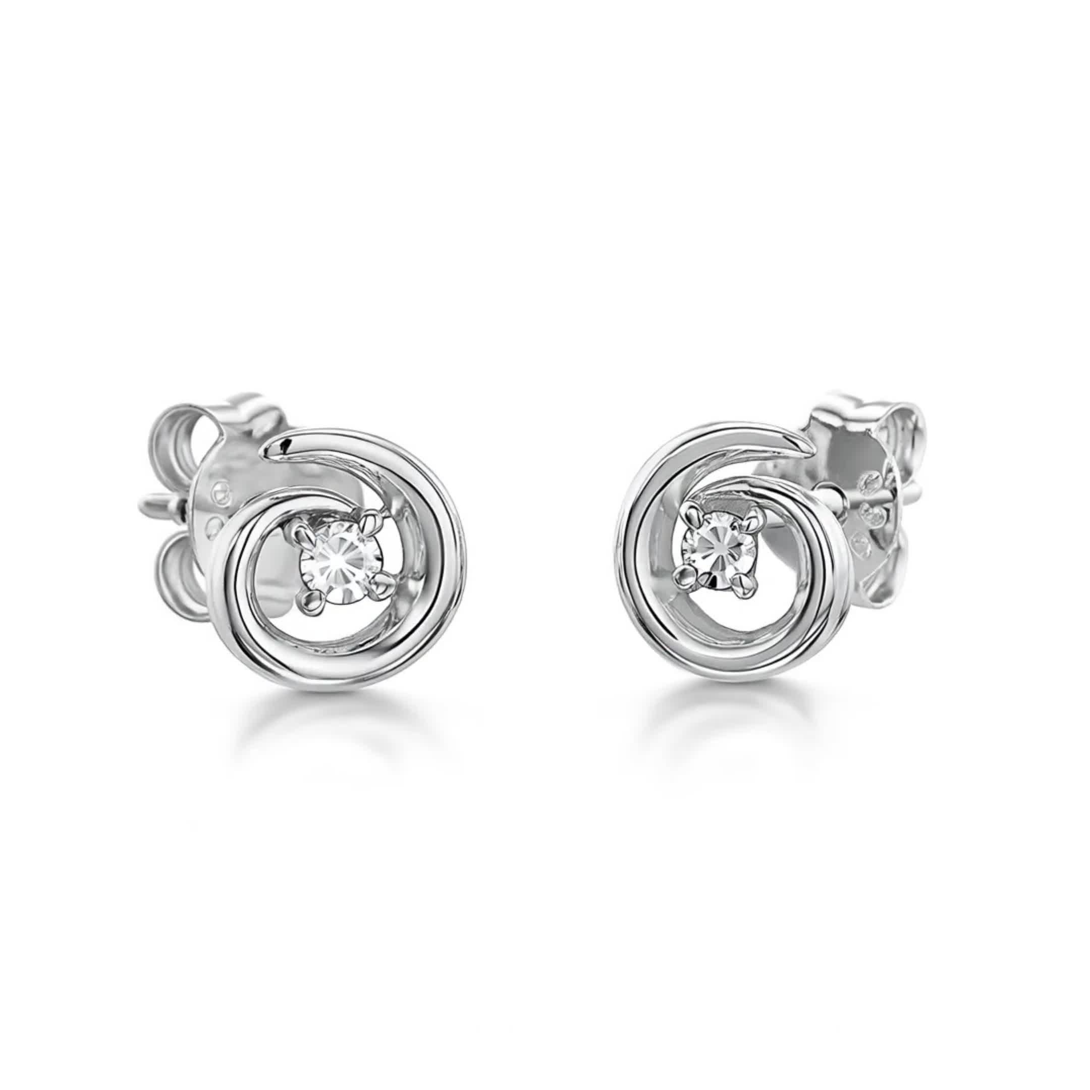 Jools by Jenny Brown CZ twirl stud earrings 7mm - British product