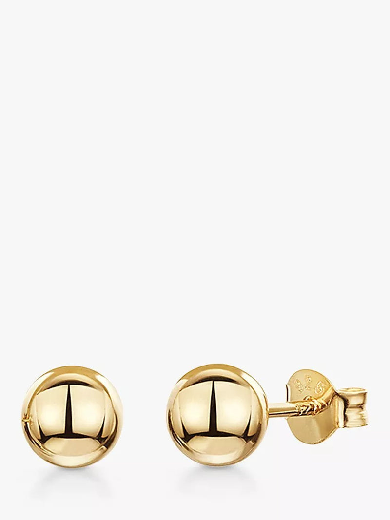 Jools by Jenny Brown Gold Plated Ball Stud Earrings, Yellow Gold, 6mm