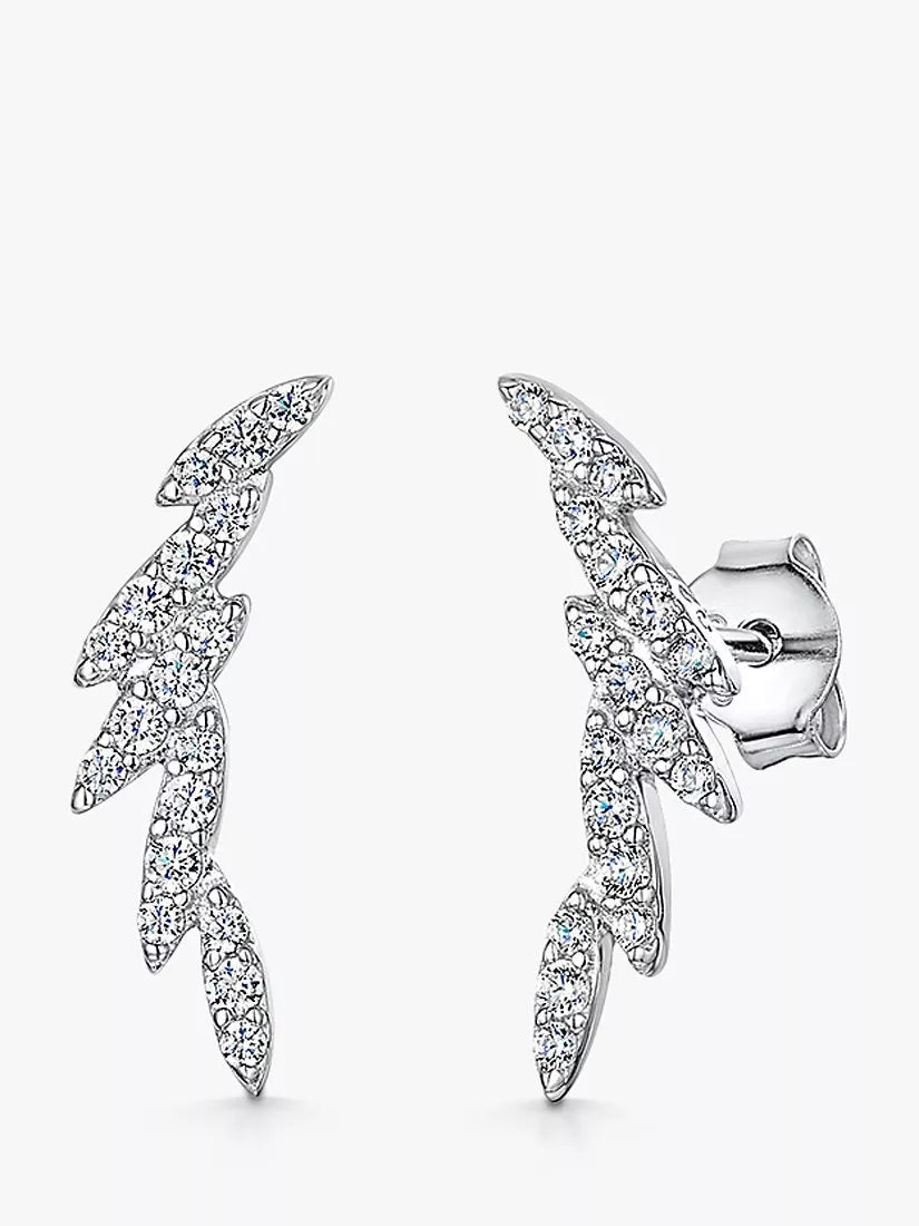 Jools by Jenny Brown cubic zirconia climber stud earrings silver, imported from the UK