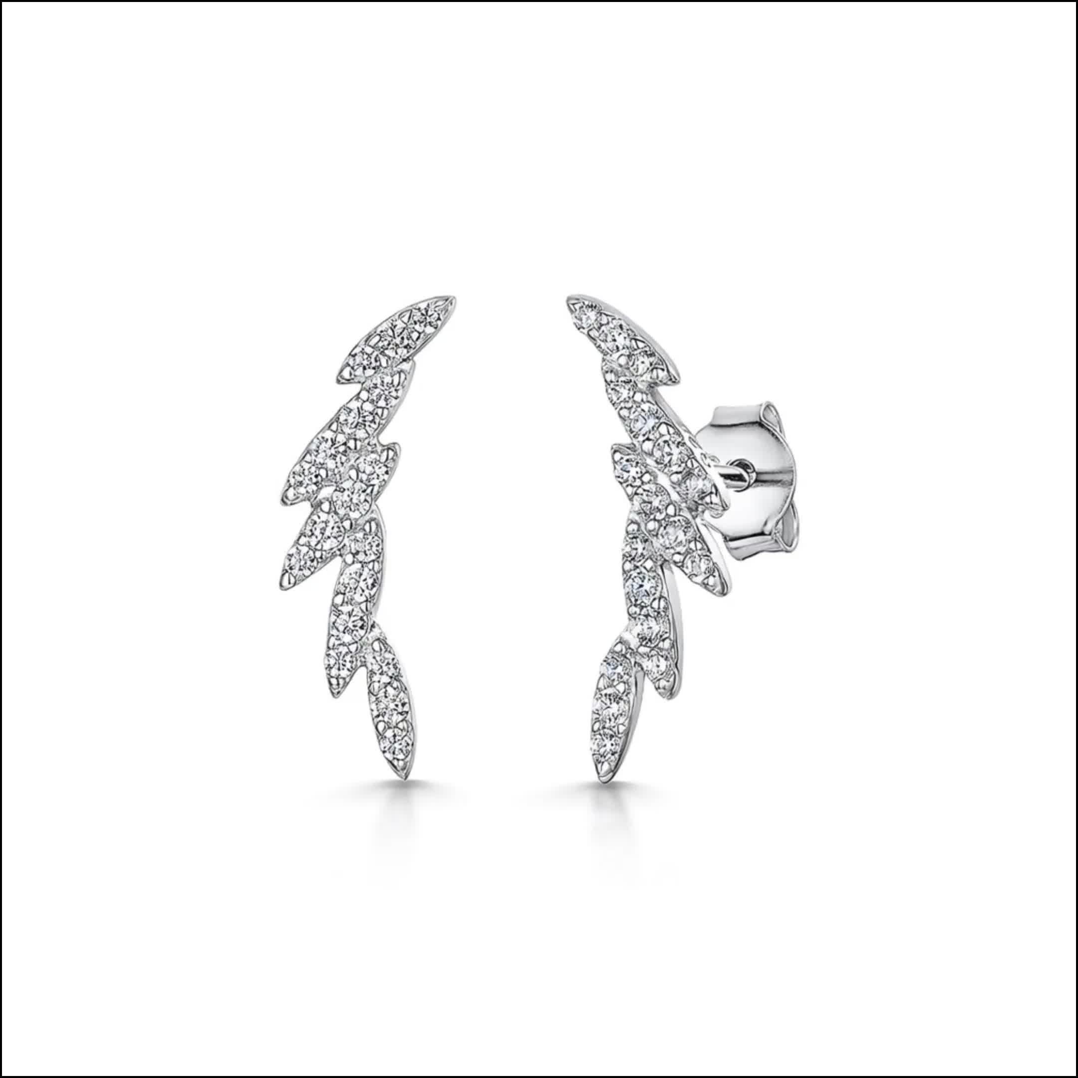 Jools by Jenny Brown cubic zirconia climber stud earrings silver, imported from the UK