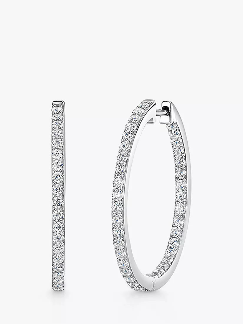 Jools by Jenny Brown cubic zirconia hoop earrings 30mm - British product