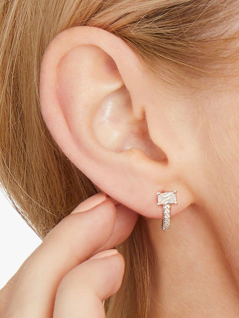 Jools by Jenny Brown princess cut huggie hoop earrings silver, UK version