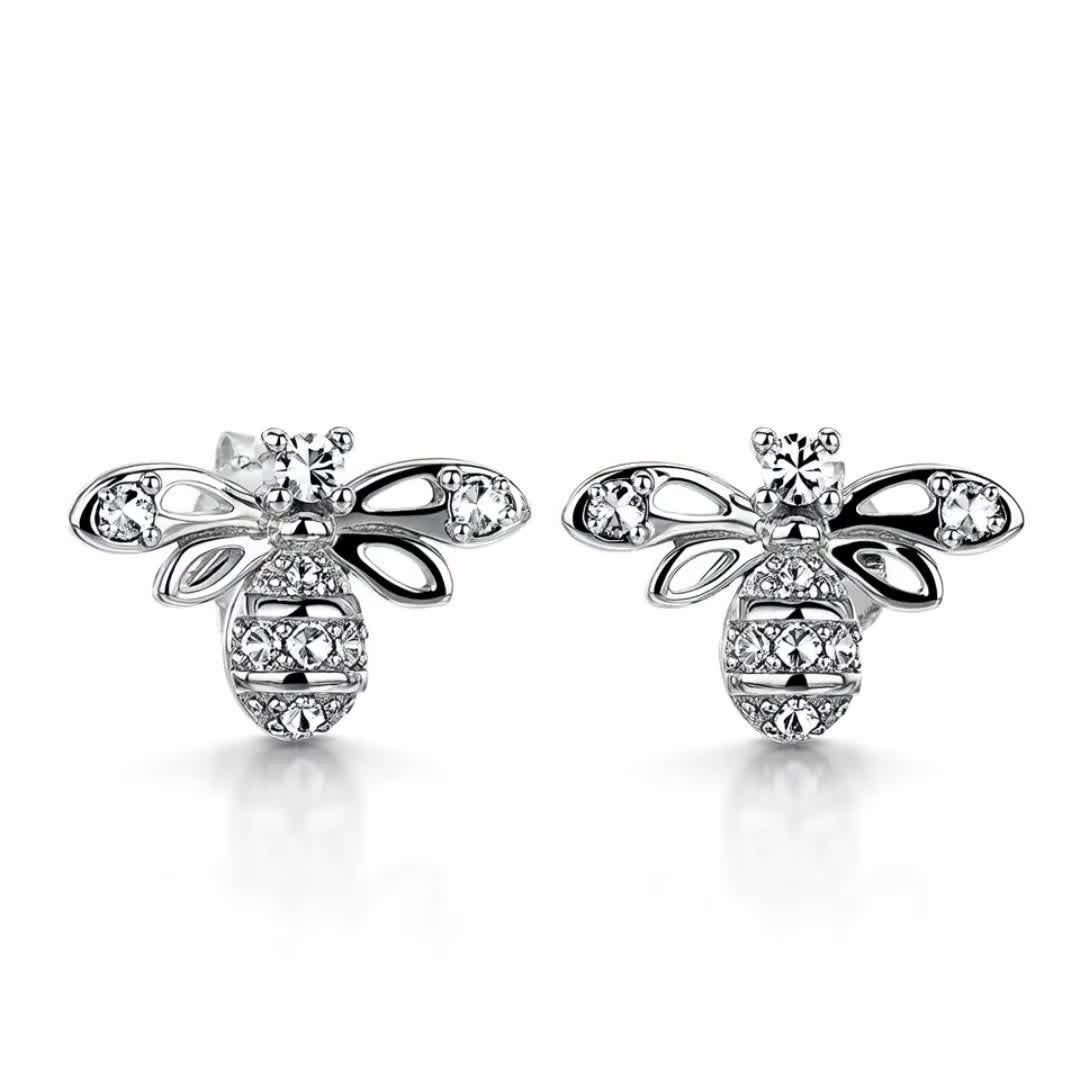 Jools by Jenny Brown cubic zirconia bee stud earrings (British brand)