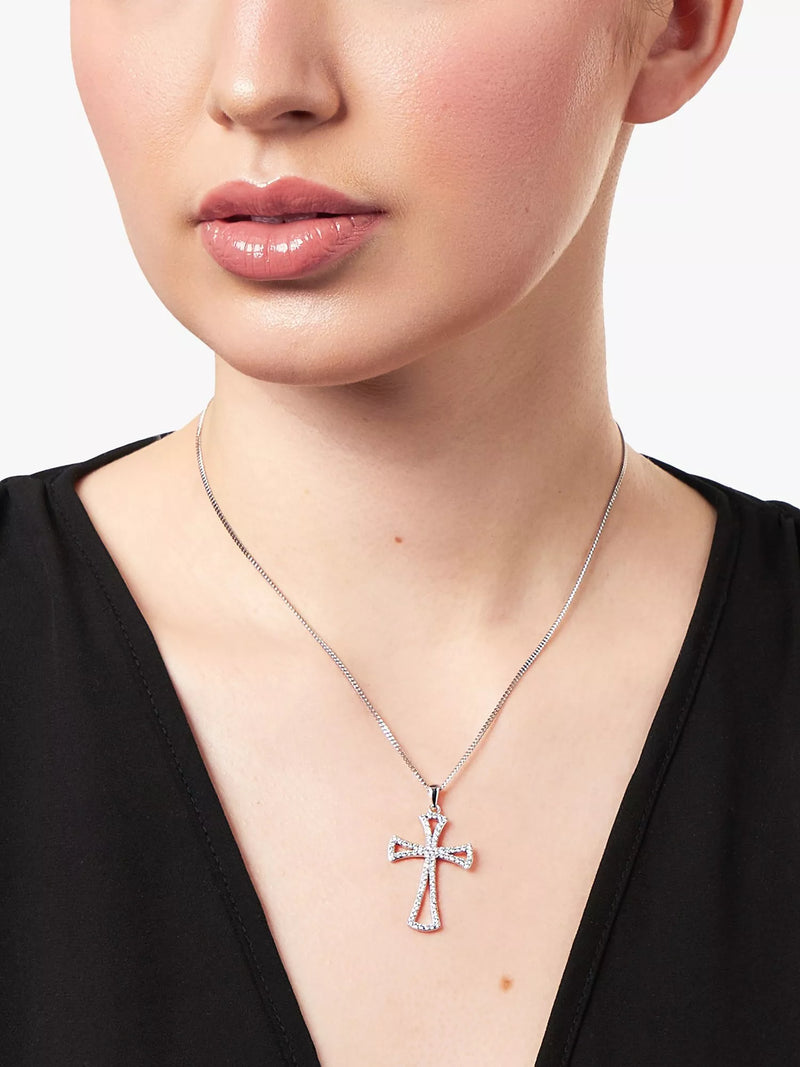 Jools by Jenny Brown cubic zirconia pave open cross pendant - British product