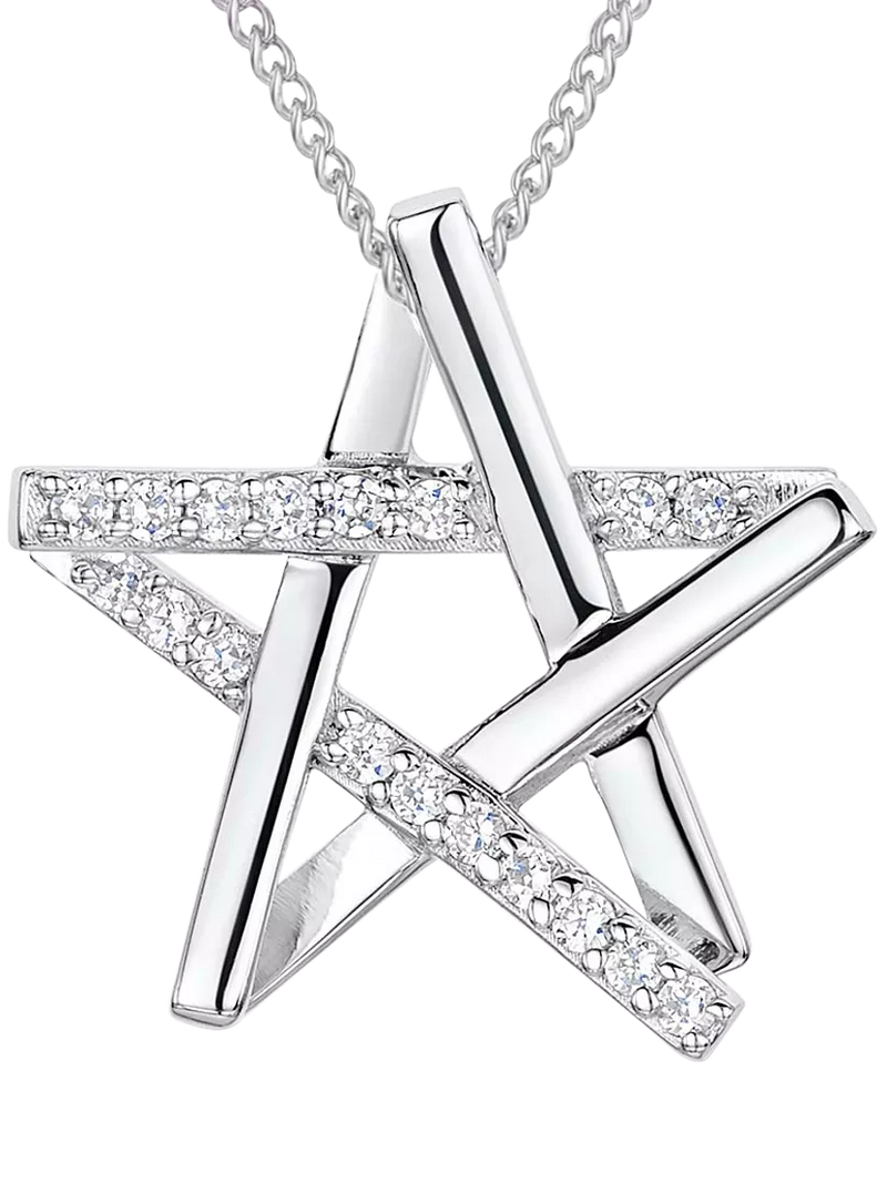 Jools by Jenny Brown star pendant necklace cubic zirconia 2.8cm - British product