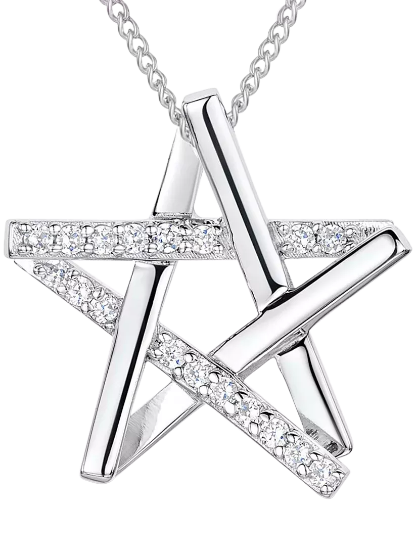 Jools by Jenny Brown star pendant necklace cubic zirconia 2.8cm - British product