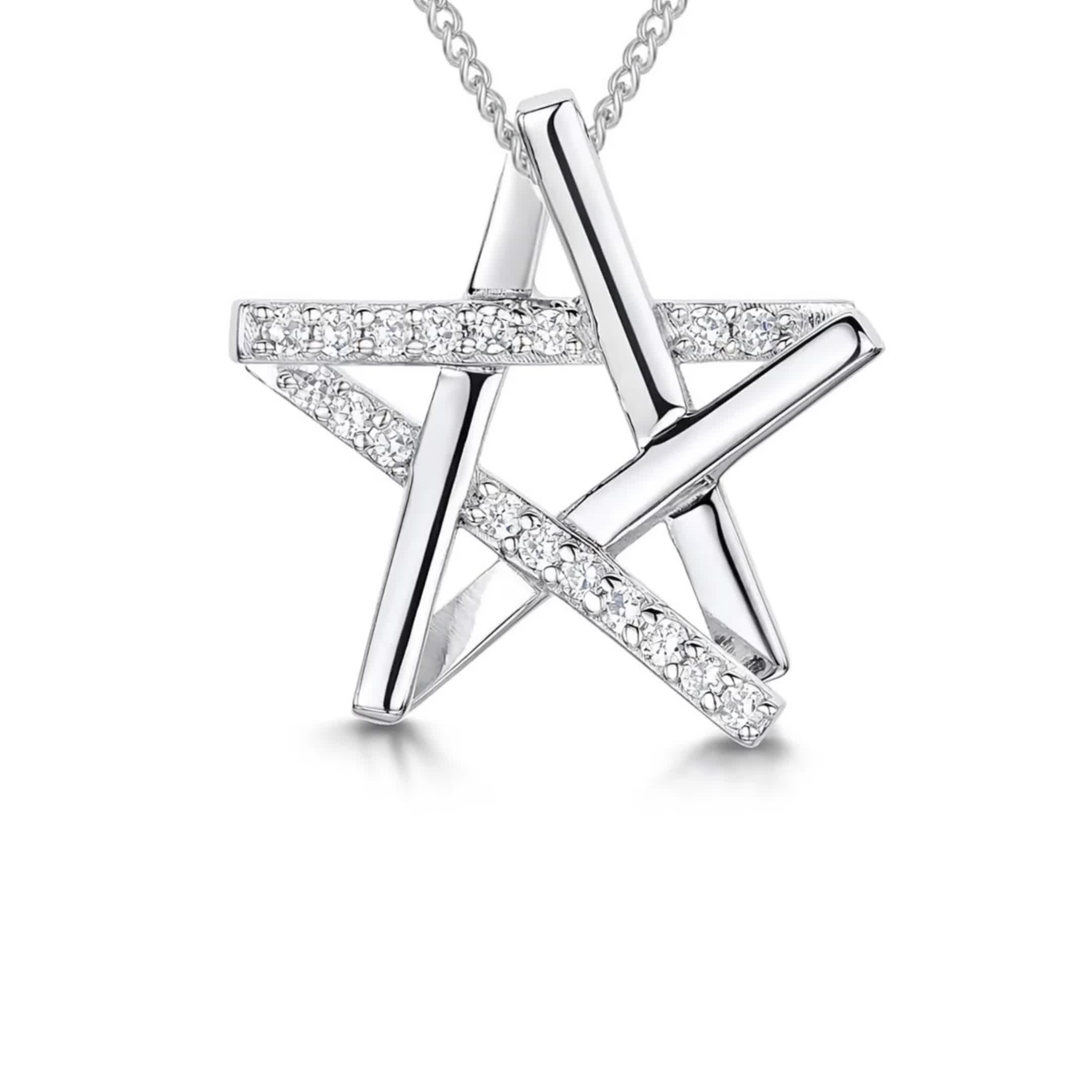 Jools by Jenny Brown star pendant necklace cubic zirconia 2.8cm - British product