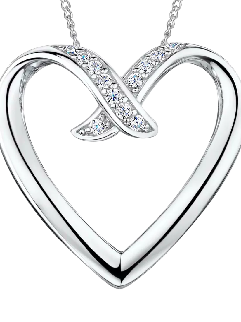 Jools cubic zirconia open heart pendant silver, imported from the UK