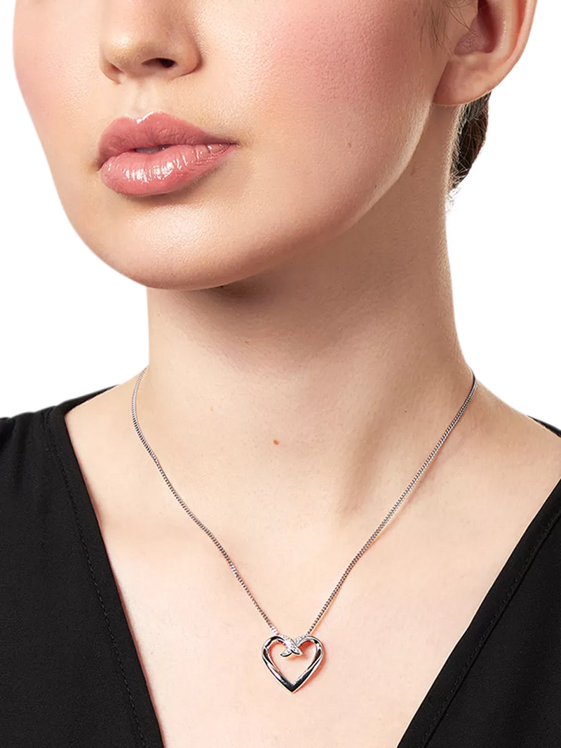 Jools cubic zirconia open heart pendant silver, imported from the UK