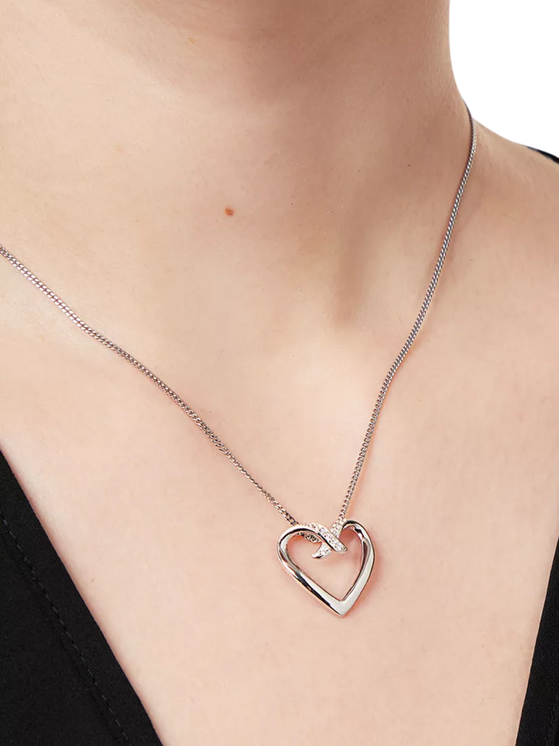 Jools cubic zirconia open heart pendant silver, imported from the UK