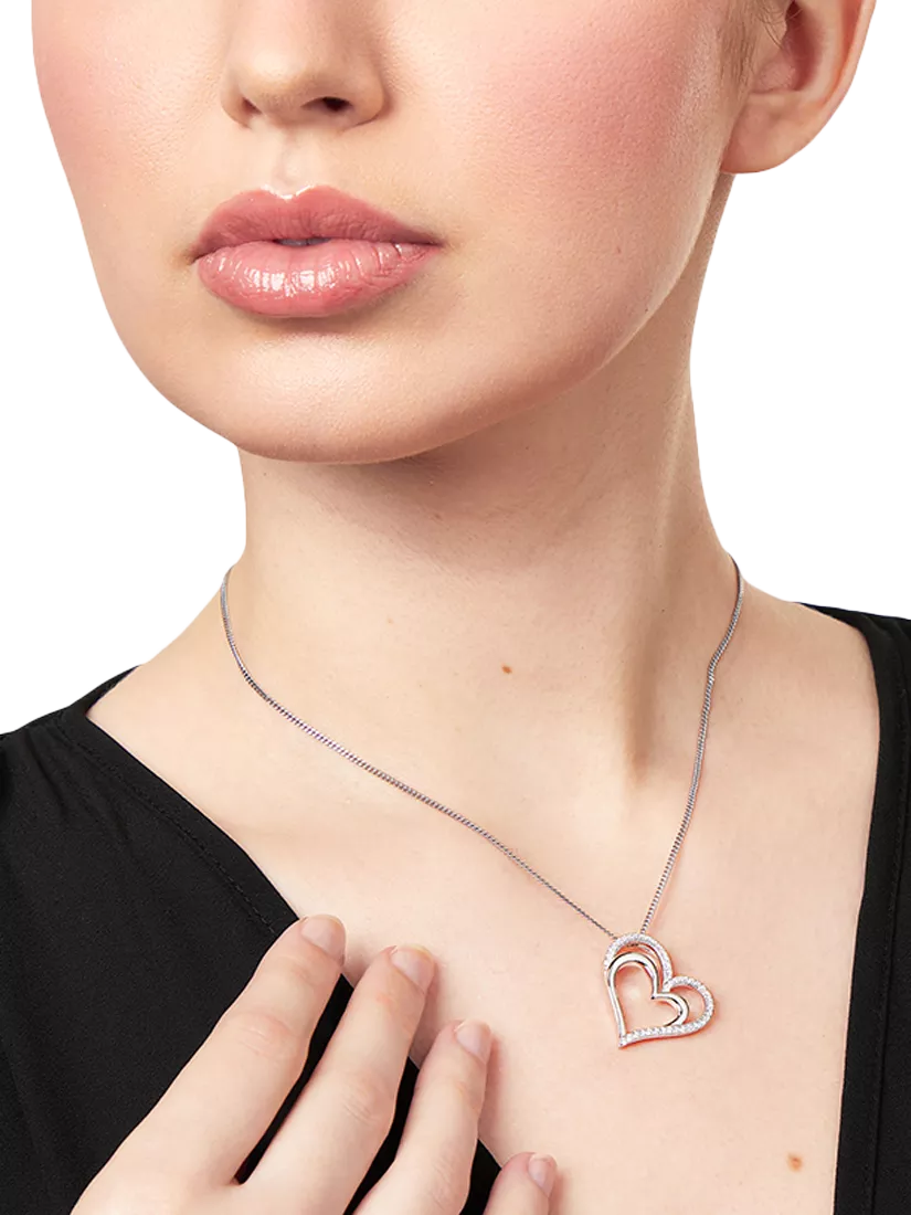 Jools by Jenny Brown double heart pendant necklace silver 41-45cm (British brand)