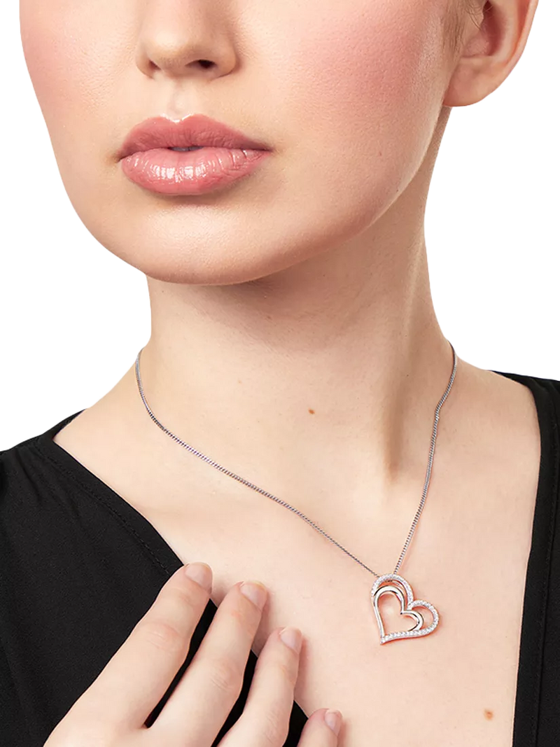 Jools by Jenny Brown double heart pendant necklace silver 41-45cm (British brand)