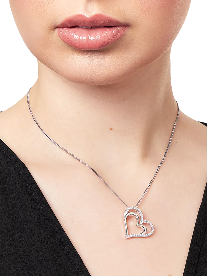 Jools by Jenny Brown double heart pendant necklace silver 41-45cm (British brand)