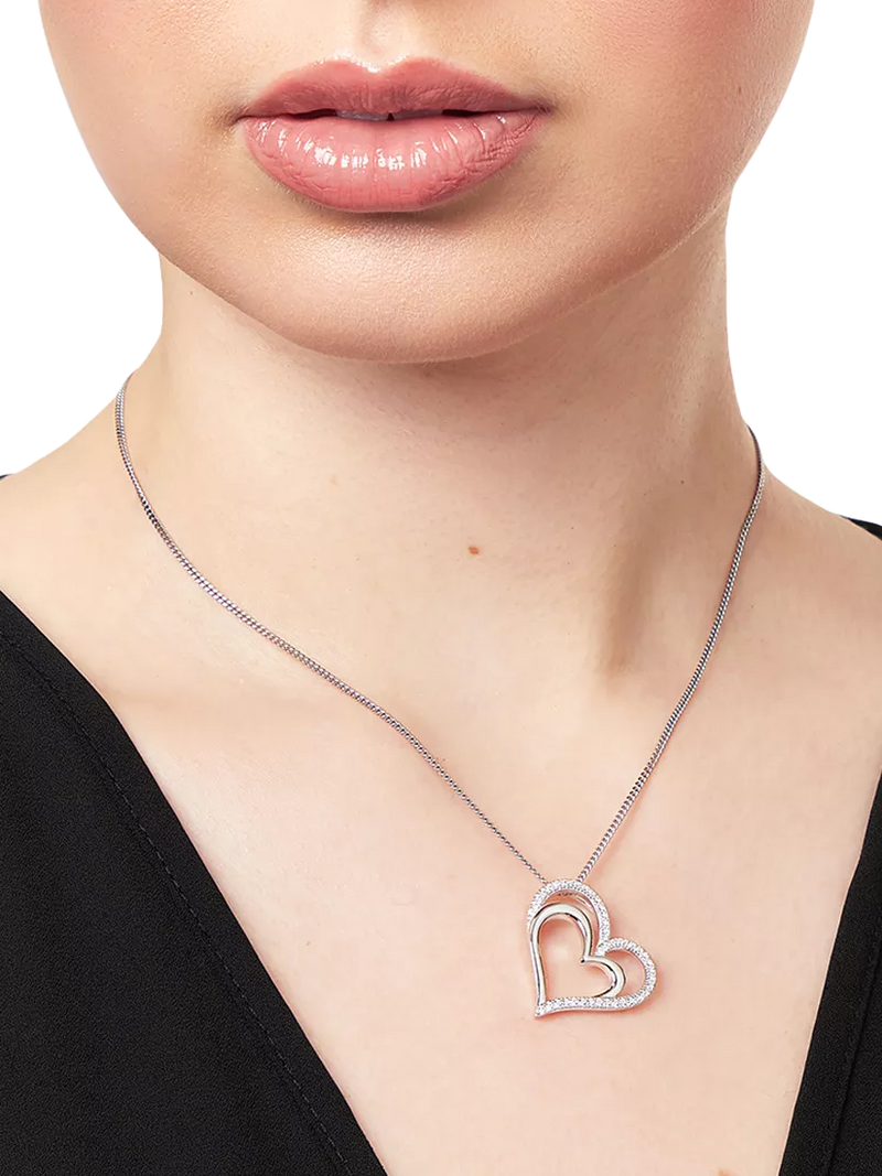 Jools by Jenny Brown double heart pendant necklace silver 41-45cm (British brand)